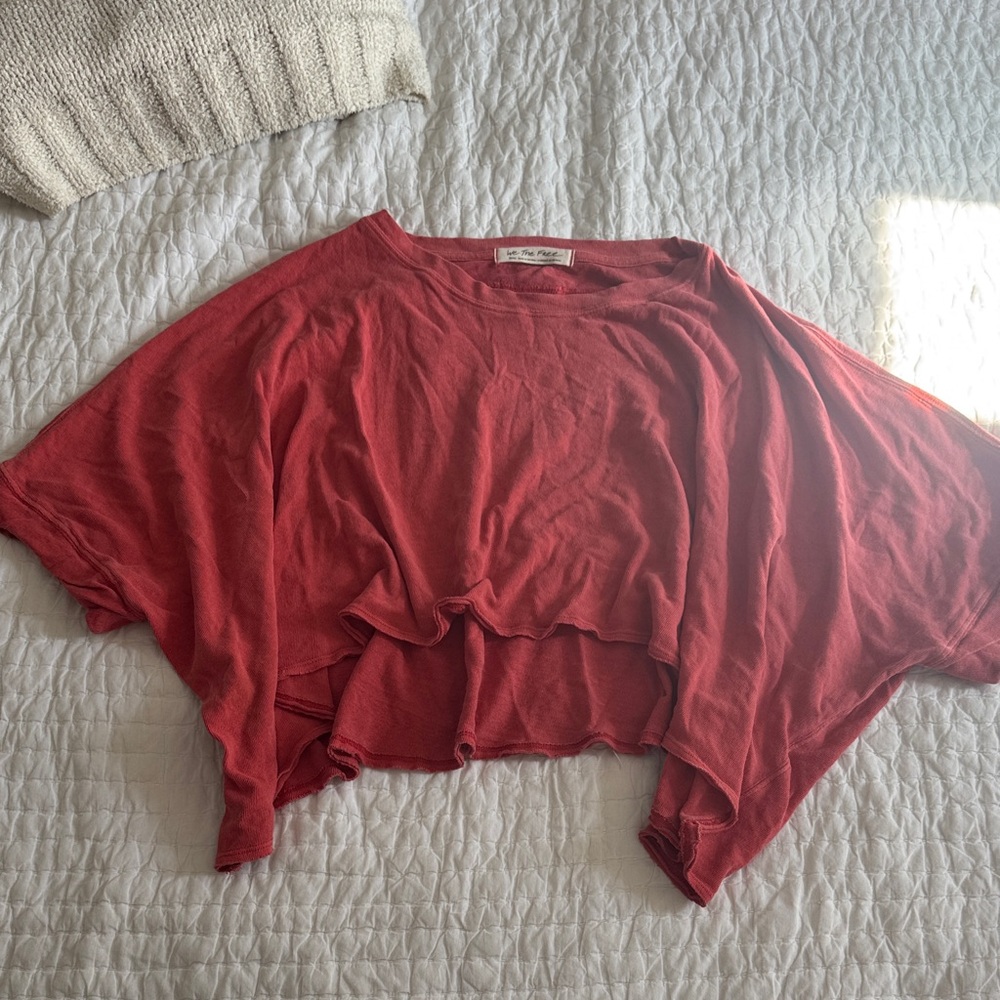 Free People Red Oversized Cropped Top